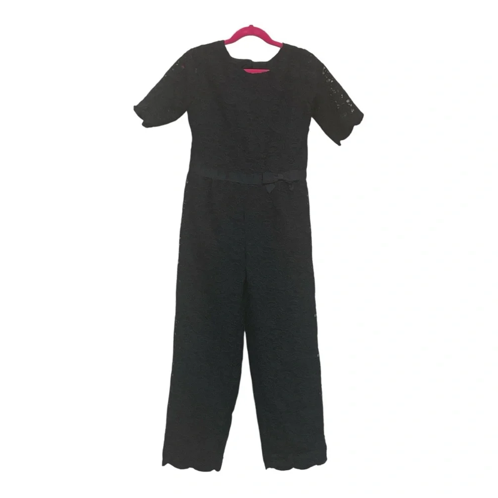 Janie and Jack Elegant Navy Blue Lace Jumpsuit Girls Size 7